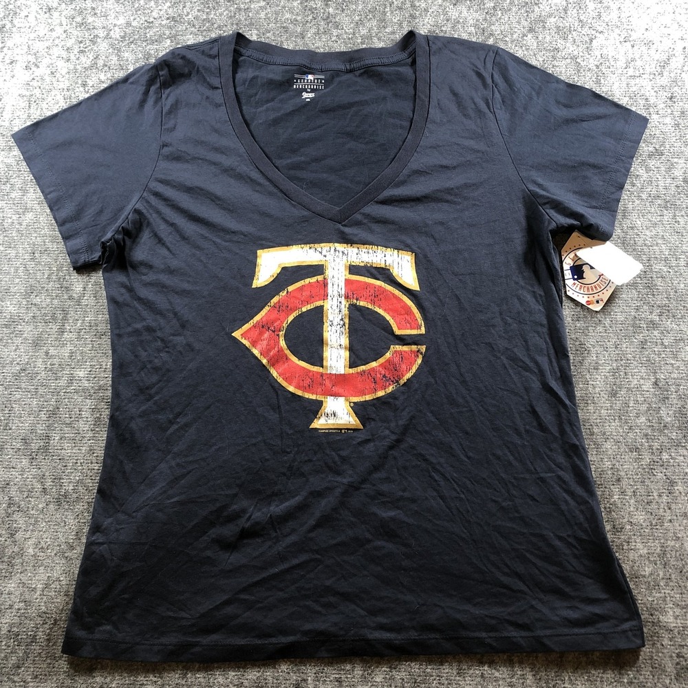 Minnesota Twins Shirt Womens 2XL Navy Blue MLB Baseball Campus Lifestyle Tee Top